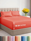 Extra Deep Twin XL Sheet Set - 4 Piece Breathable & Cooling Sheets - Hotel Luxury Bed Sheets Set - Easy & Secure Fit - Soft, Wrinkle Free & Comfy Sheets Set - Coral Sheet Set with Extra Deep Pockets