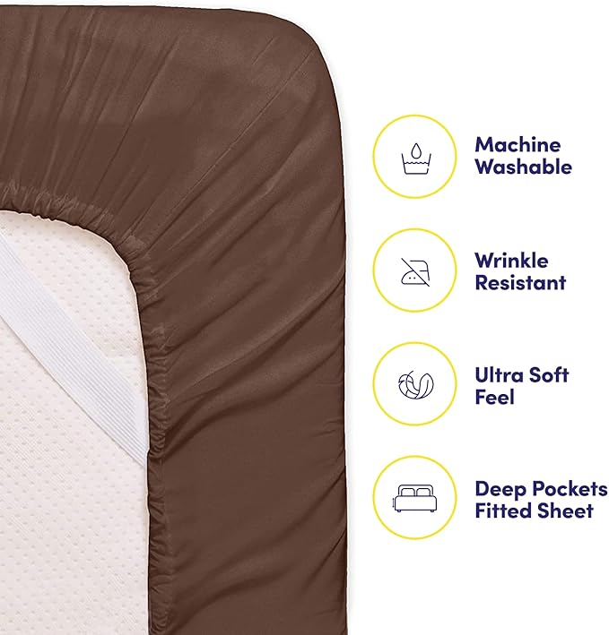 Cal King Size Bed Sheets - 6 Piece 1500 Supreme Collection Fine Brushed Microfiber Deep Pocket California King Sheet Set Bedding - 2 Extra Pillow Cases, Great Value, California King, Brown