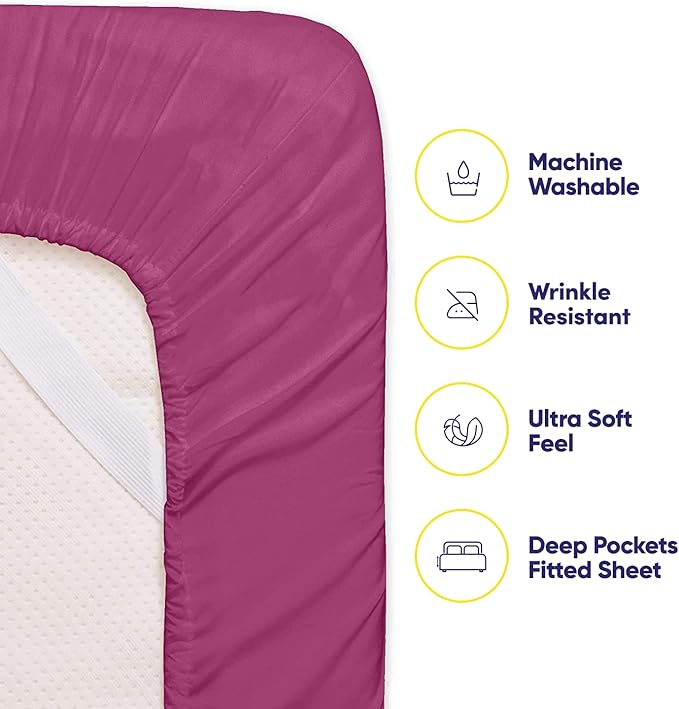 Cal King Size Bed Sheets - 6 Piece 1500 Supreme Collection Fine Brushed Microfiber Deep Pocket California King Sheet Set Bedding - 2 Extra Pillow Cases, Great Value, California King, Berry