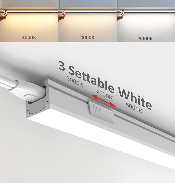Under Cabinet Lighting Plug in, 32 Inch 1 Pc, Linkable AC120V 3CCT 3000K/4000K/5000K Ultra Slim, LED Under Cabinet Lights for Counter Light, Kitchen, Shelf, Sink, Workshop, Desk, White