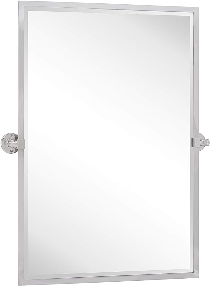 TEHOME Chrome Pivot Mirror Tilt Bathroom Mirror in Polished Nickel Tilting Beveled Vanity Mirrors in Chrome, 28.5x36''
