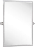 TEHOME Chrome Pivot Mirror Tilt Bathroom Mirror in Polished Nickel Tilting Beveled Vanity Mirrors in Chrome, 28.5x36''