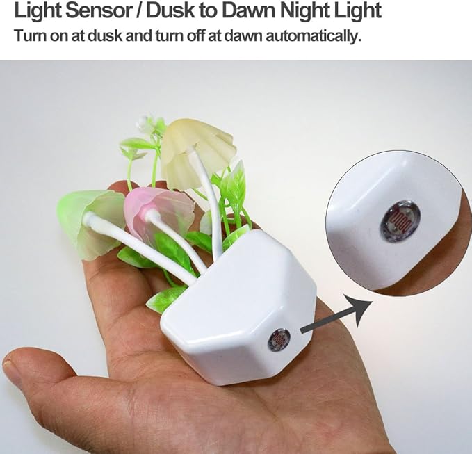 AUSAYE 2 Pack LED Sensor Night Light Plug-in NightLight Color Changing Lamp Mushroom Decor, Mini Cute Night Lights for Kids Adults Bedroom,Toilet, Bathroom, Stairs, Kitchen, Hallway