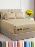 Extra Deep Queen Sheet Set - 6 Piece Breathable and Cooling Sheets - Hotel Luxury Bed Sheets Set - Easy & Secure Fit - Soft, Wrinkle Free and Comfy Sheets Set - Beige Sheet Set with Extra Deep Pockets