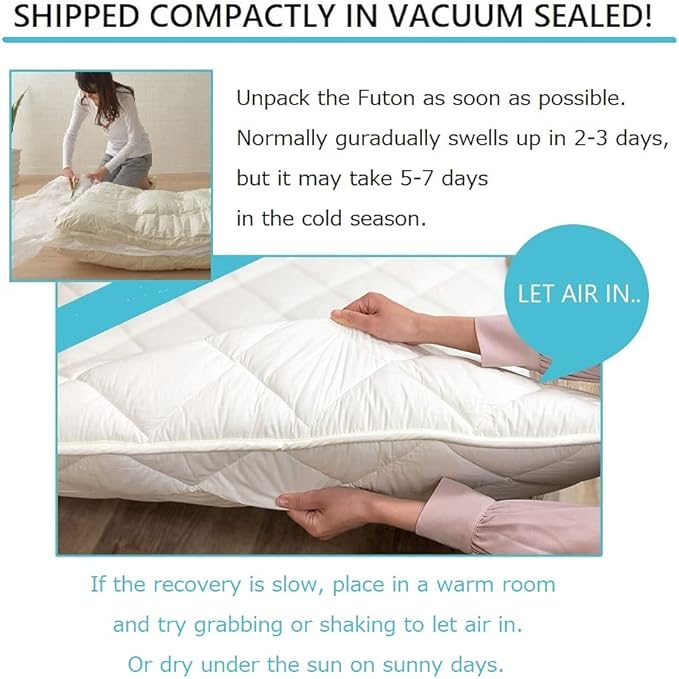 EMOOR Japanese Futon Mattress CLASSE Twin (39x79in) Made in Japan White, Foldable Floor Sleeping Bed Tatami Mat