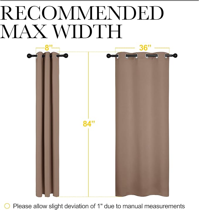 NICETOWN Window Treatment Thermal Insulated Solid Grommet Blackout Curtains/Drapes for Bedroom (1 Pair, 42 by 84 Inch, Cappuccino)