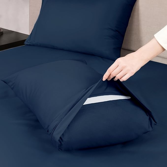 Mejoroom Full Size Sheets - 1800TC Luxury Full Sheets with 16 Inch Deep Pocket - Premium Bedding Collection - Extra Soft, Breathable, Wrinkle, Fade & Stain Resistant - 4 Piece (Full, Navy)