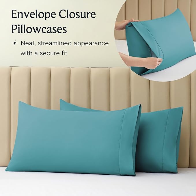 LuxClub 3 PC Sheet Twin Size Sheet Set Bed Sheets Deep Pockets Wrinkle Free-Kids-Fitted Sheets Machine Washable Hotel Bedding Silky Soft - Teal Twin
