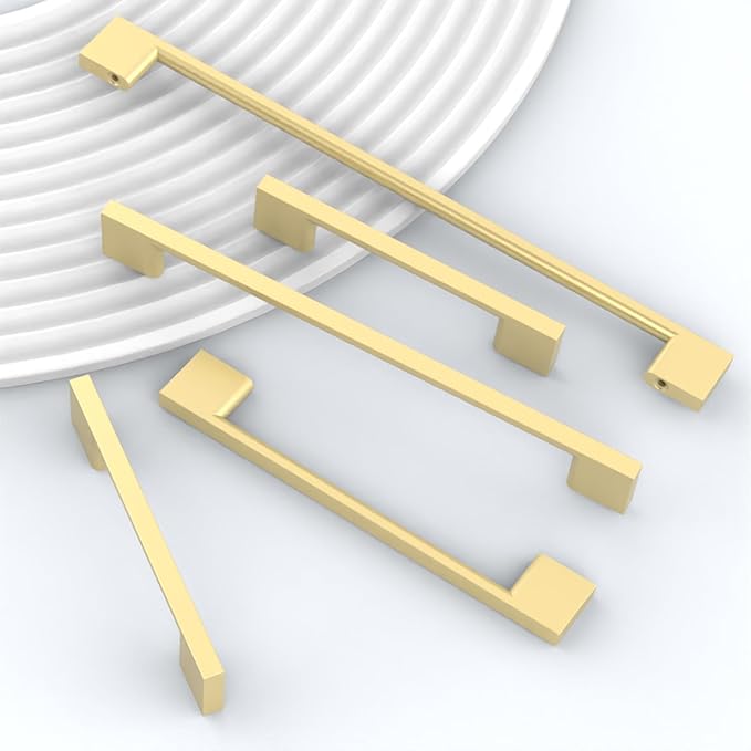 10 Pack Brushed Gold Cabinet Pulls 7.5 Inch Handles for Kitchen Cabinets, Brass Dresser Pulls, Hardware
