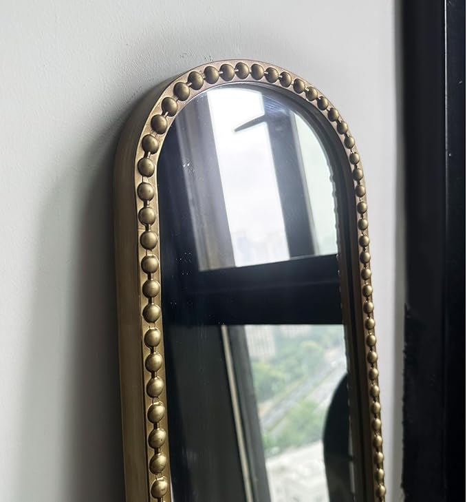 Long Skinny Mirror for Wall,Gold Narrow Oval Mirror for Entryway Bath,Metal Frame with Gold Decor Mirrors,7.9X 44 2-Pack
