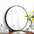 20" Round Mirror Circle Wall Mounted Hanging or Against Wall Metal Frame Dressing Make-up Mirrors for Entryway Bedroom Bathroom Living Room 20 inch Black