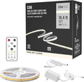 16.4ft COB Led Strip Light with Remote, 4000K Dimmable Bright Led COB Strip Light, White Continuous Led Strip Light for Mirror, Stair, Cabinet, Room