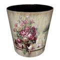 10L/2.64 Gallon Trash Can, Decorative Waste Basket, PU Leather Waste Paper Basket, Waterproof Garbage Can for Bathroom, Bedroom, Office, Kitchen and Living Room - Flower-5