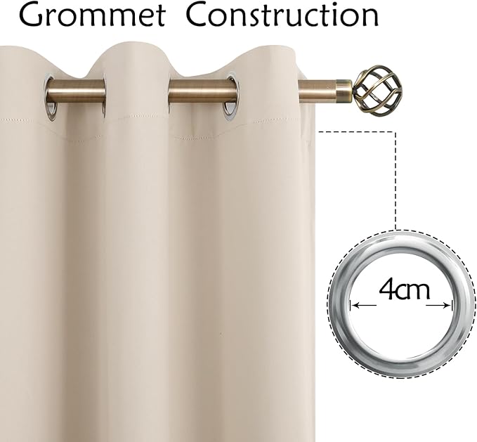 BGment Blackout Curtains - Grommet Thermal Insulated Room Darkening Bedroom and Living Room Curtains, Set of 2 Panels (52 x 95 Inch, Champagne)