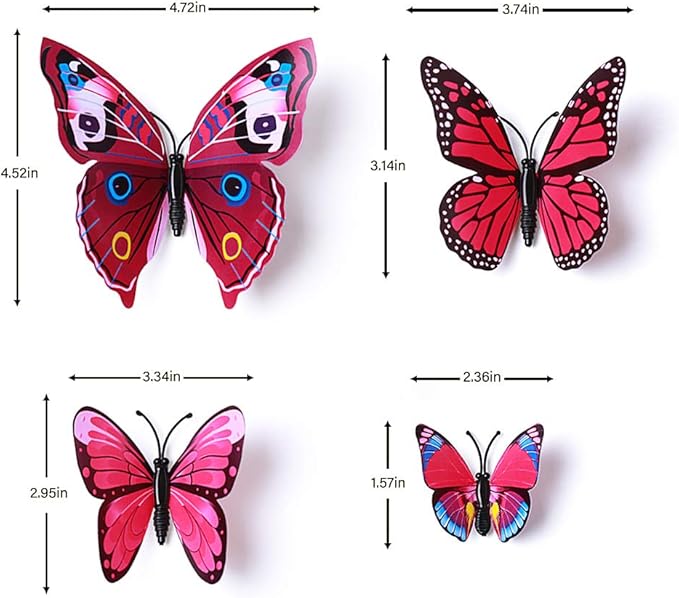 24pcs 3D Vivid Special Man-Made Lively Butterfly Art DIY Decor Wall Stickers Decals Nursery Decoration, Bathroom Décor, Office Décor, 3D Wall Art, 3D Crafts for Wall Art Kids Room Bedroom