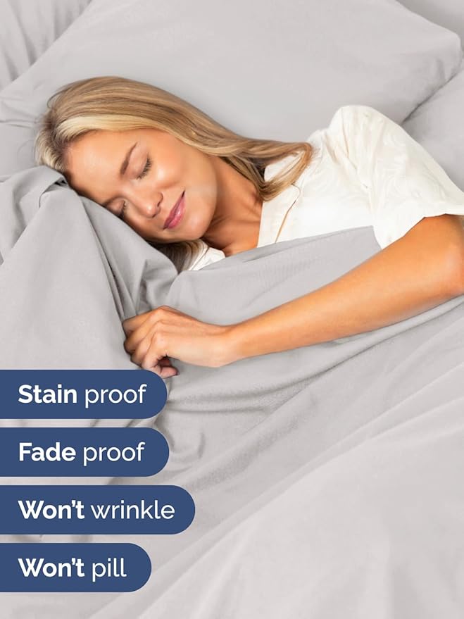 Extra Deep Twin XL Sheet Set - 4 Piece Breathable and Cooling Sheets - Hotel Luxury Bed Sheets Set - Easy Fit - Soft, Wrinkle Free and Comfy Sheets Set - French Grey Sheet Set with Extra Deep Pockets