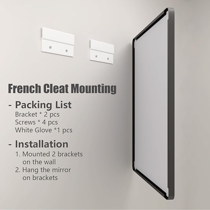 44x32 Inch Black Metal Framed Bathrrom Mirror for Wall, Black Rounded Rectangle Mirror, Matte Black Bathroom Vanity Mirror, Anti-Rust, Tempered Glass, Hangs Horizontally or Vertically
