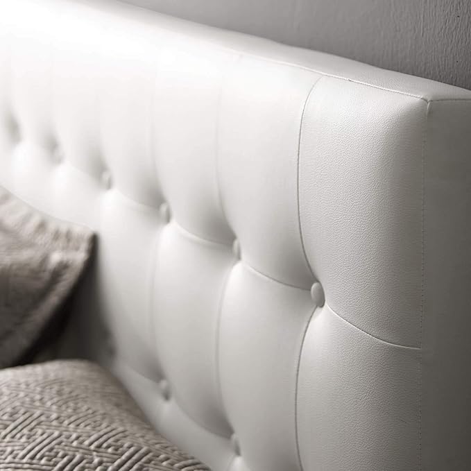 Modway MOD-5173 Emily Tufted Button Faux Leather Upholstered Full Headboard in White