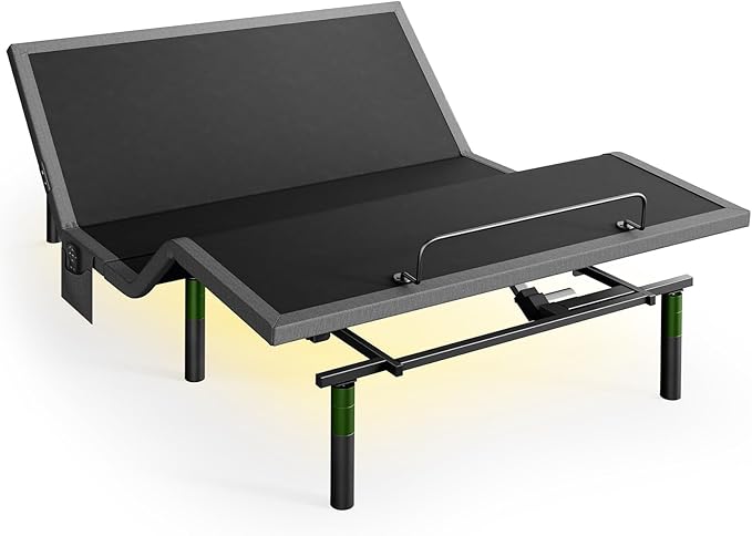 Marsail MS01 Queen Adjustable Bed Base Frame, 4 Ports USB A&C Adjustable Bed Base with Under-Bed Nightlight, 3 Minutes Fast Assembly, Wireless Remote Control Adjustable Bed with 4 Height Options