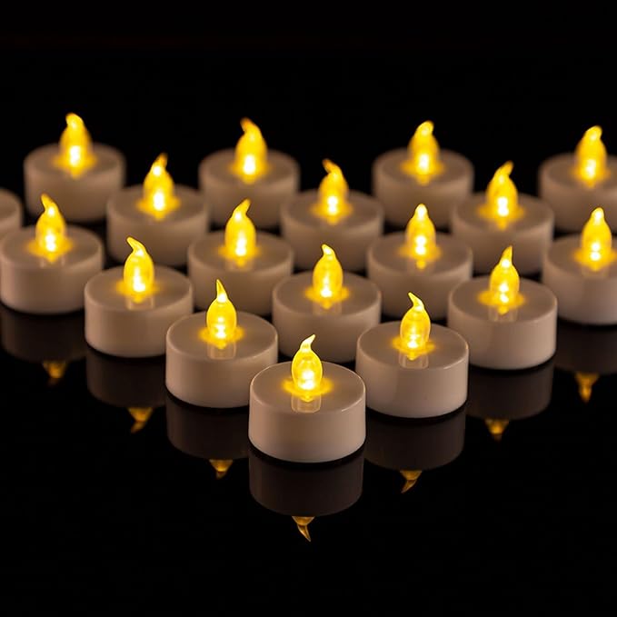 Battery Operated Tea Light Candles:200 Pack Flameless LED Realistic Flickering Candles 200+ Hours Electric Fake Candle in Warm Yellow Ideal for Party, Wedding, Birthday, Gifts and Home Decoration
