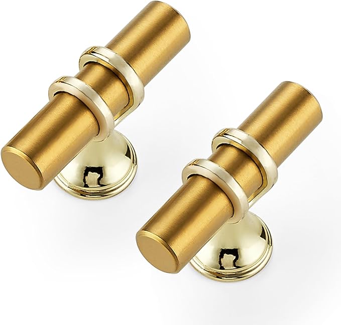 15 Pack Brushed Brass Cabinet Knobs - Gold Kitchen Cabinet Knobs Cabinet Pulls for Kitchen Cabinet Drawer Stainless Steel Dresser Knobs for Cabinet Hardware 2in Length Single Hole
