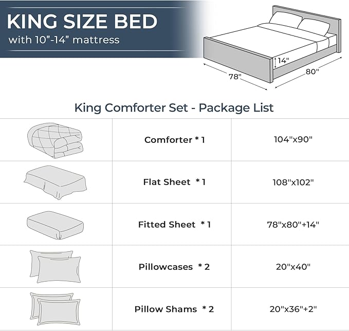 HEVUMYI King Comforter Set - 7-Piece All Season Bed in a Bag King, Ultra Soft Bedding Set with Comforter, Flat Sheet, Fitted Sheet, Pillowcases, Pillow Shams, Pink & Ivory