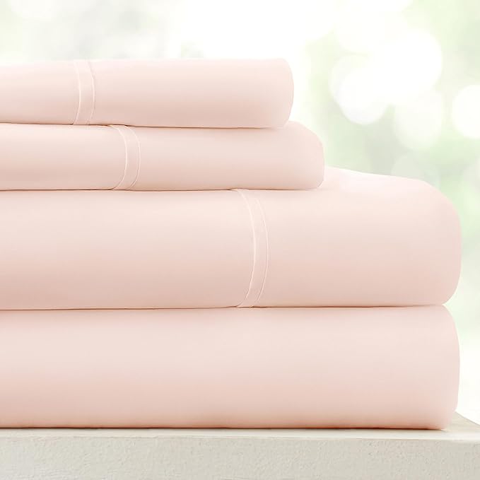 Linen Market Double-Brushed Microfiber Twin XL Sheet Set 3 Piece – Oeko-TEX Certified Ultra Soft & Wrinkle-Free - 16" Deep Pocket Sheets - Easy Care Twin XL Size - Blush