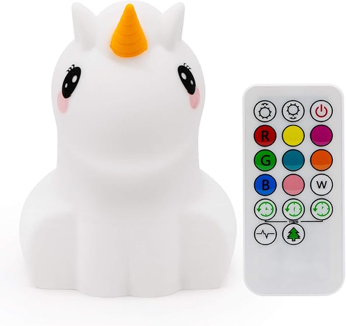 Large Unicorn Night Lights for Kids, 9 Colors silicone Bedside Table Lamps Baby Bedroom Lighting Nursery Children Tap lamp for Toddlers Boys Girls Adults Student Elder Bathroom Outdoor - Large