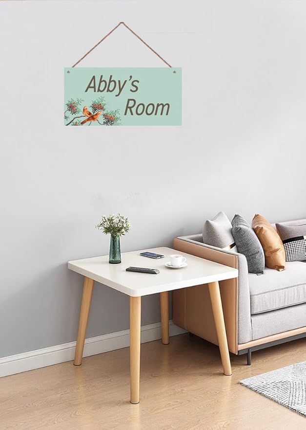 Personalized Sign Birds Wooden Sign For Kids Room Boys Bedroom Door Decor,Custom Name Flowers Wall Art Decor Decorative Plate for Nursery Little Man Cave