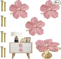 4 Pcs Petal Cabinet Knobs Creativity Flower Shaped Drawer with Metal Handles Screws for Dresser Handles Cabinet Wardrobe Door Handle Decorative Furniture (Pink Pearl)