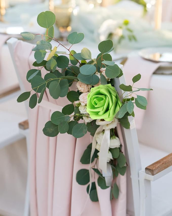 JOYLEX Artificial Flowers Realistic Roses, 50pcs Real Looking Fake Roses with Stem for DIY Wedding Bouquets Centerpieces Bridal Shower Party Home Romantic Decorations (Regular 3" - 50pcs, Green)