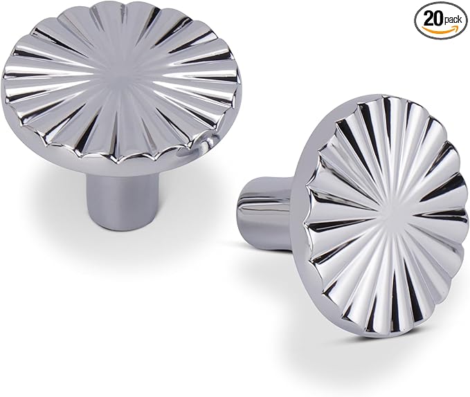 20 Pack Kitchen Cabinet Knobs Round Sunflower Dresser Knob Modern Drawer Hardware Cupboard Handles Furniture Knob for Bathroom Single Hole Knobs for Wardrobe Polished Chrome TYH-BC-K20