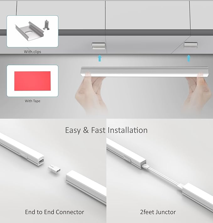 Under Cabinet Lighting Plug in, 32 Inch 1 Pc, Linkable AC120V 3CCT 3000K/4000K/5000K Ultra Slim, LED Under Cabinet Lights for Counter Light, Kitchen, Shelf, Sink, Workshop, Desk, White