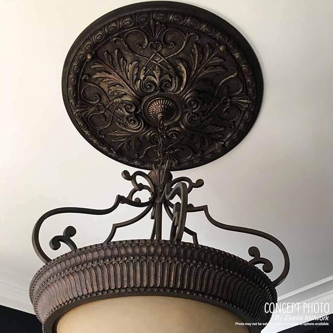 12 1/2"OD x 3 7/8"ID x 3/4"P Bradford Ceiling Medallion (Fits Canopies up to 6 5/8"), Hand-Painted Iridescent Gold