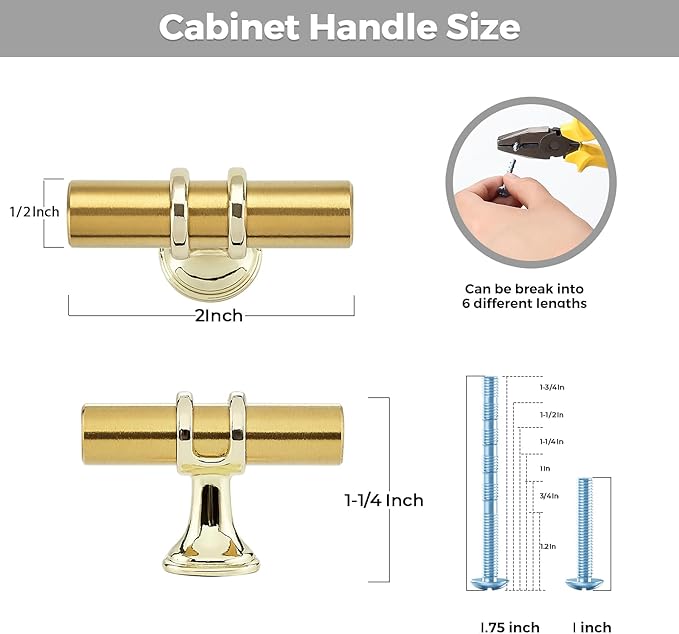 15 Pack Brushed Brass Cabinet Knobs - Gold Kitchen Cabinet Knobs Cabinet Pulls for Kitchen Cabinet Drawer Stainless Steel Dresser Knobs for Cabinet Hardware 2in Length Single Hole