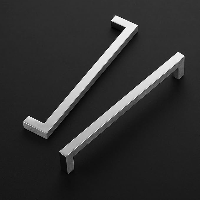 Ravinte 10 Pack 8 Inch Kitchen Square Cabinet Handles Satin Nickel Pulls Brushed Nickel Kitchen Cabinet Hardware Handles for Cupboard Drawer Pulls