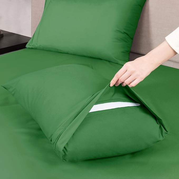 Mejoroom Twin Sheet Set - Hotel Collection Twin Sheets - Bedding Sheets & Pillowcases with Deep Pocket Fitted Sheet, Breathable, Wrinkle & Fade Resistant - 3 Piece(Calla Green)