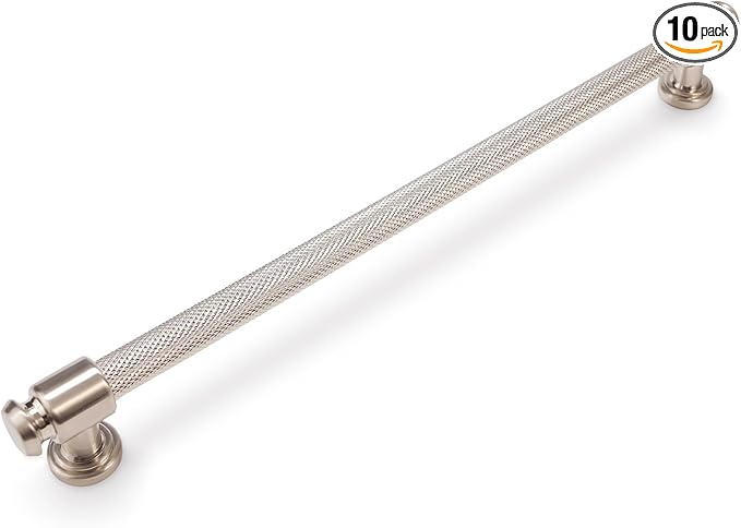 10 Pack 12-3/5 inch(320mm) Brushed Satin Nickel Kitchen Cabinet Handles Knurled Cabinet Pulls Silver Drawer Pulls Kitchen Cabinet Hardware Handles