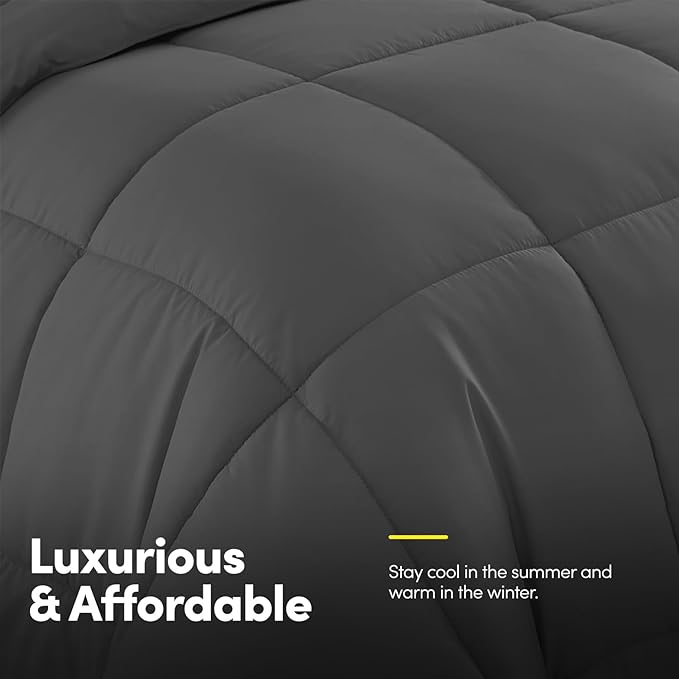 King Size Comforter Set with Sheets - 7-Piece Bedding Collection - 1 Comforter, 1 Fitted Sheet, 1 Flat, 4 Pillowcases - Deep Pocket - Soft & Breathable Premium Quality - Ideal for All Seasons, Gray