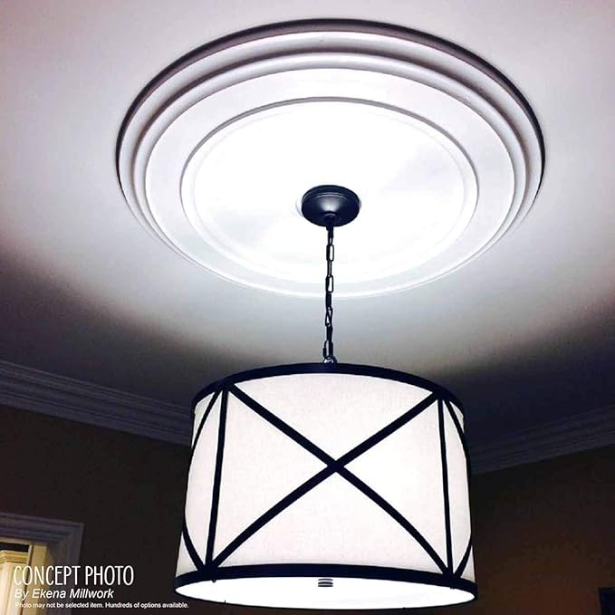 12 1/2"OD x 3 7/8"ID x 3/4"P Bradford Ceiling Medallion (Fits Canopies up to 6 5/8"), Hand-Painted Frost