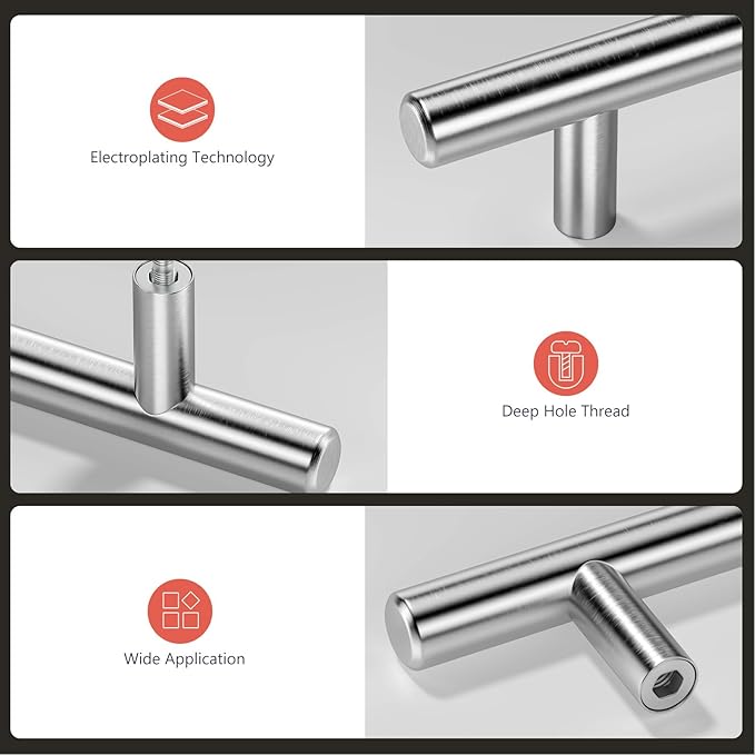 homdiy Brushed Nickel Cabinet Pulls Cabinet Handles, 7-1/2in(192mm) Center to Center Dresser Drawer Handles Silver Drawer Pulls for Kitchen, Bedroom, Bathroom, Wardrobe Hardware