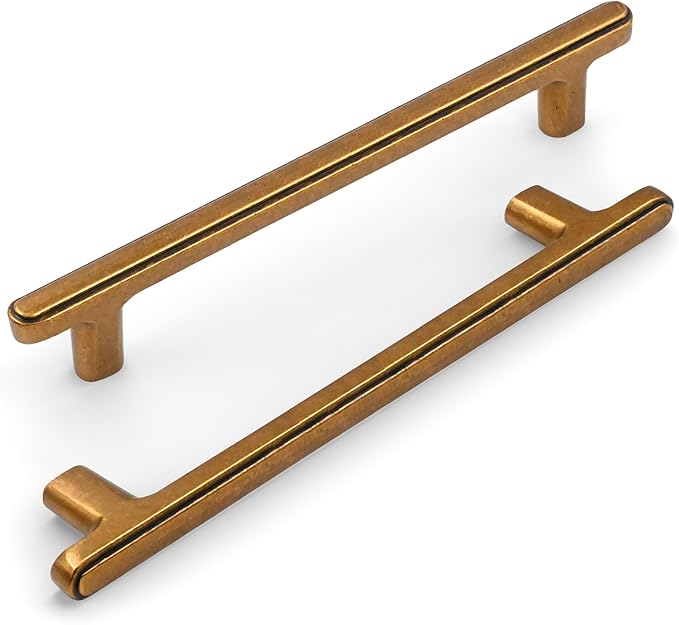 10 Pack 6.3 Inch(160mm) Kitchen Cabinet Handles Antique Brass Cabinet Pulls Vintage Retro Kitchen Cabinet Hardware Drawer Pulls for Cupboard Wardrobe