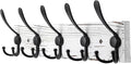 Coat Rack Wall Mount Wooden Hat Rack for Wall Hooks Pine Real Wood Plank 16.9" White Coat Hanger with 5 Black Triple Hooks for Hanging Coat Hat Jacket