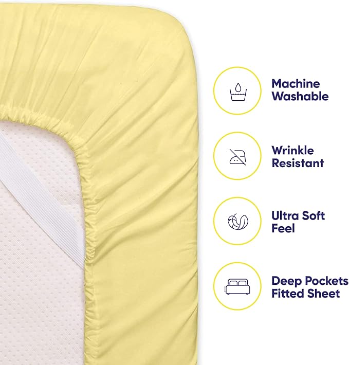 RV Queen Sheets Pale Yellow - 6 Piece 1500 Supreme Collection Fine Brushed Microfiber Deep Pocket Queen Sheet Set Bedding - 2 Extra Pillow Cases, Great Value, RV Short Queen, Pale Yellow