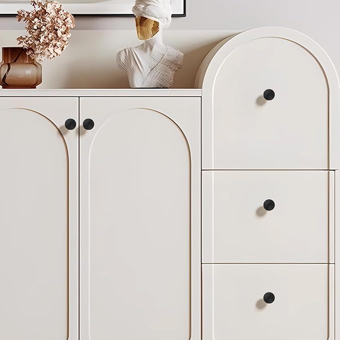 20 Pack Kitchen Cabinet Knobs Round Sunflower Dresser Knob Modern Drawer Hardware Cupboard Handles Furniture Knob for Bathroom Single Hole Knobs for Wardrobe Matte Black TYH-MB-K20
