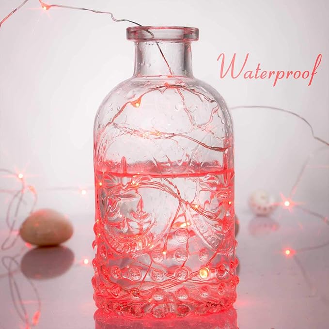 Led Fairy Lights Battery Operated, 2 Packs Mini Battery Powered Copper Wire Starry Fairy Lights for Bedroom, Christmas, Parties, Wedding, Centerpiece, Decoration (5m/16ft Red)