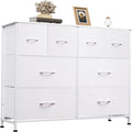 WLIVE Dresser for Bedroom with 8 Drawers, Wide Fabric Dresser for Storage and Organization, Bedroom Dressers, Chest of Drawers for Living Room, Closet, Hallway, White