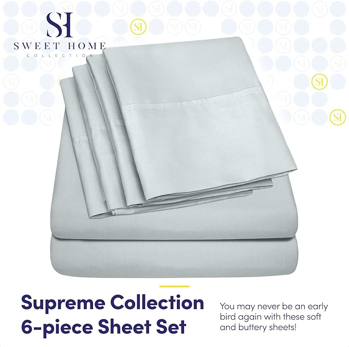 Queen Sheets Blue Porclain - 6 Piece 1500 Supreme Collection Fine Brushed Microfiber Deep Pocket Queen Sheet Set Bedding - 2 Extra Pillow Cases, Great Value, Queen, Porclain Blue