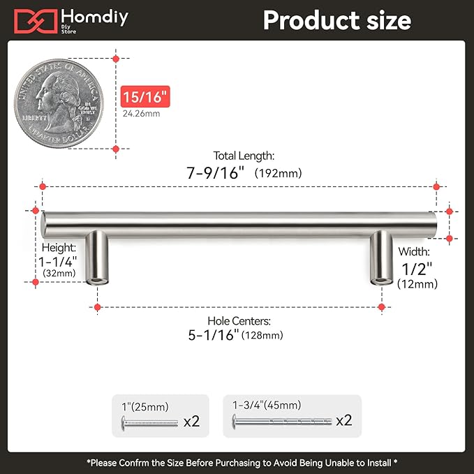 homdiy 200 Pack Cabinet Pulls Brushed Nickel Cabinet Door Handles - HD201SN Cabinet Handles Bar Cabinet Pulls Stainless Steel Cabinet Hardware for Kitchen Cabinets, 5in Hole Centers