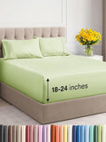 Extra Deep Twin Sheet Set - 4 Piece Breathable & Cooling Sheets - Hotel Luxury Bed Sheets Set - Easy & Secure Fit - Soft, Wrinkle Free & Comfy Sheets Set - Light Sage Sheet Set with Extra Deep Pockets